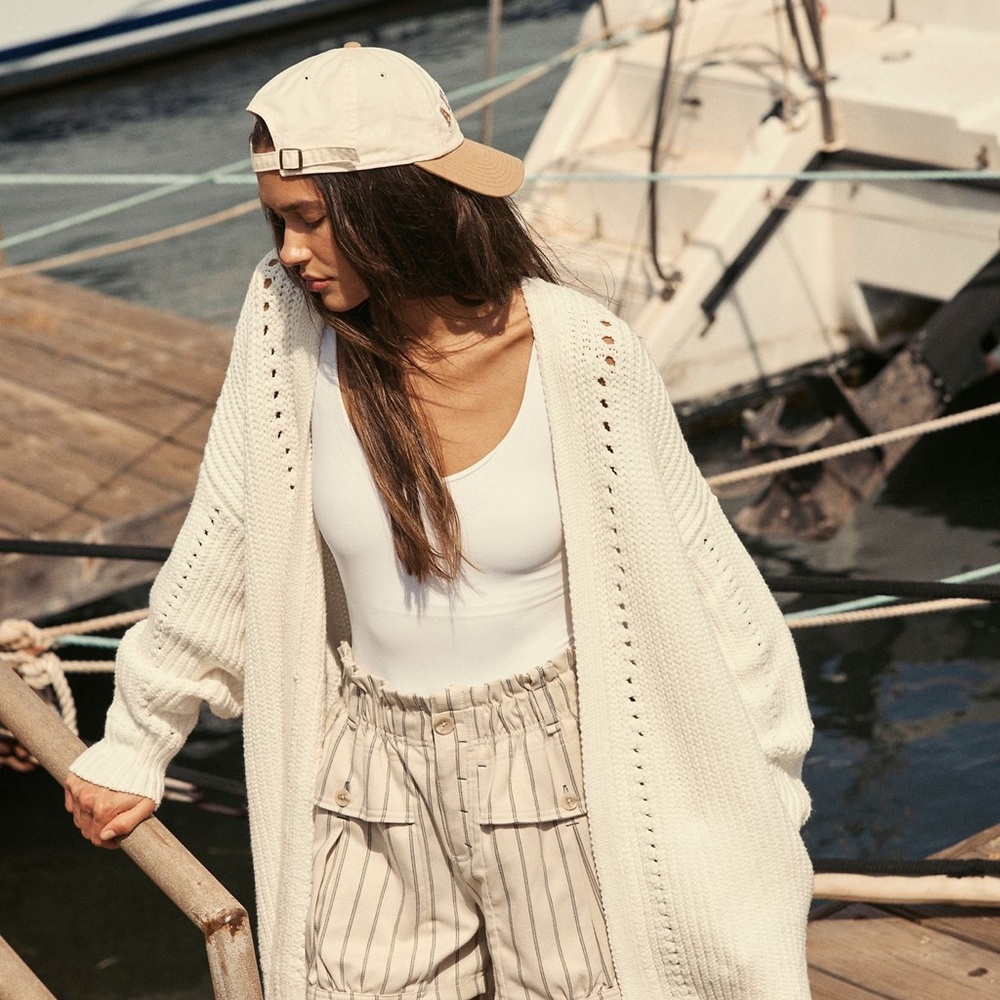 Free People Nightingale White Knit Cardigan